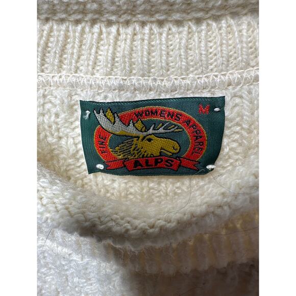 ALPS Fine Womens Apparel Cableknit Sweater 100% Wool Cream Ivory Neutral Vtg M - Picture 8 of 10